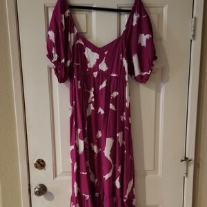Nine West Magenta and White Midi Dress
